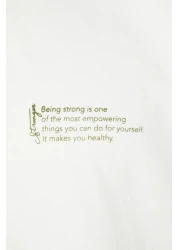  Collection Oversize Ecru Cotton T-Shirt - Minimal Text Printed TMNSS23TS00084