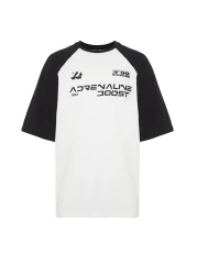  Collection تي شيرت أسود كبير الحجم/واسع القطع 100% قطن مطبوع من نسيج توك TMNSS24TS00139