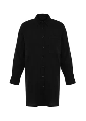  Collection Black 100% Linen Oversize Shirt TWOSS23GO00443