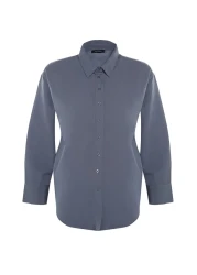  Collection قميص منسوج قطني فضفاض من أنثراسايت TWOAW20GO0107