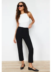  Collection سروال أسود من القماش المنسوج ذو الخصر العالي بطول الكاحل TWOSS20PL0515