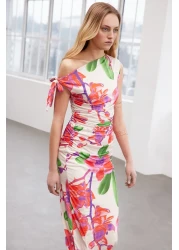  Collection Limited Edition Multicolor Floral Printed Knitted Maxi Stretchy Pencil Dress TWOSS24EL00563