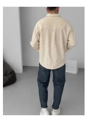 BYBASICMAN Beige Flame Long Sleeve Shirt Yp-5001