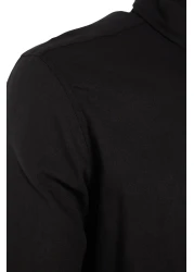  Collection قميص أسود بقصة ضيقة مع كتاف - كم طويل، 100% قطن، TMNSS20GO0189