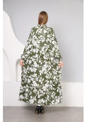 mervemoda قماش قطني منسوج - فستان صيفي نسائي بأكمام طويلة