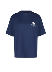  Collection Navy Blue 100% Cotton Back Printed Oversize/Wide Fit Crew Neck Knitted T-Shirt TWOSS23TS00321