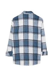 Collection Winter Lumberjack Navy Blue Checked Shirt - Regular Fit TMNAW21GO0730