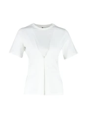  Collection Ecru Front Pleat Detailed Regular/Normal Fit Crew Neck Knitted Blouse Twoss24Bz00302