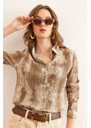 Olalook قميص نسائي بني اللون متدرج ذو ملمس عادي GML- 19001297