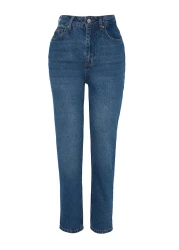  Collection Dark Blue High Waist Mom Jeans TWOAW24JE00076