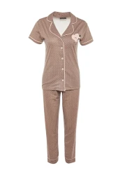  Collection Mink Printed Shirt-Pants Knitted Pajamas Set THMSS21PT0876