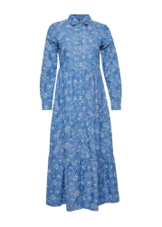  Modest فستان قميص قطن نيلي - TCTSS24EB00091