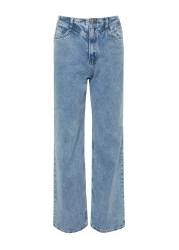  Collection Blue Waist Detailed High Waist Wide Leg Jeans TWOSS21JE0385