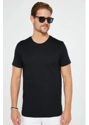 Tudors تي شيرت أسود ذو قصة ضيقة للجنسين مصنوع من القطن بنسبة 100% ورقبة دائرية