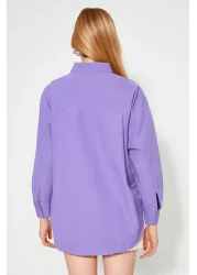  Collection Light Purple Single Pocket Boyfriend/Wide Fit Cotton Woven Shirt TWOAW20GO0115