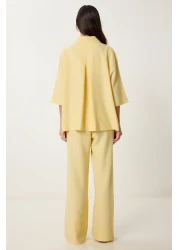 Lovelyİstanbul طقم بنطلون قميص كتان أصفر LDP0058