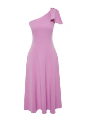  Collection فستان سهرة أنيق على شكل حرف A باللون الوردي مع فيونكة للمناسبات الليلية TPRSS24EL00105