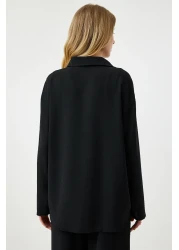 Happiness İstanbul Women's Black Seasonal Woven Shirt Palazzo Trousers Set RV00174