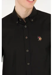 U.S. Polo Assn. قميص أساسي أسود بأكمام طويلة للرجال 50263099 -VR046