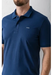 JB John Borners Men's Polo Neck Brand Printed Cotton T-Shirt Navy Blue - 25Y 2061