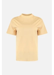  Collection Beige-Mink 2 Pack 100% Cotton Basic High Collar Knitted T-Shirt TWOSS20TS1500