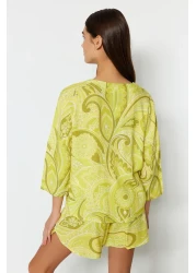  Collection Ethnic Pattern Viscose Pajamas Set - with Binding/Bow Detail, Multicolor Shorts Thmss23Pt00165