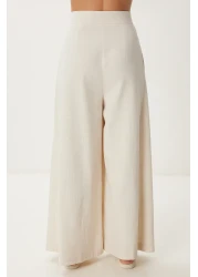 Happiness İstanbul بدلة بنطلون نسائية من الكتان الكريمي NO00020