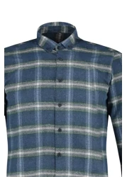  Collection قميص حطاب شتوي بقصة ضيقة باللون الأخضر - ياقة بأزرار، كتاف، مربعات TMNAW22GO0357