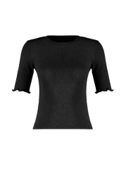 Collection Black Fitted Stretch Knitted Blouse TWOSS23BZ00025