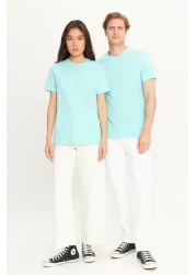 AC&Co / Altınyıldız Classics Men's TurquoiseSlimFit Crew Neck 100% CottonBasicT-shirt