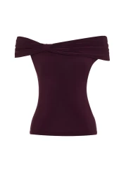  Collection بلوزة بلوم كارمن ذات ياقة ضيقة ومحبوكة وياقة مادونا TWOSS24BZ00368