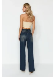  Collection Dark Blue High Waist Wide Leg Wide Leg Jeans Twoaw24Je00313