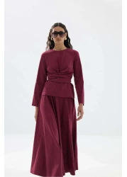 Tailors Room Tie Detailed Suit - Claret Red