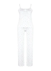  Collection Colorful Floral Print White Knitted Sleepwear Set - Thmss24Pt00233