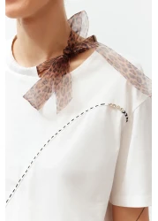 Edit by  White Leopard Halter Detailed Knitted T-Shirt TEDSS24TS00001