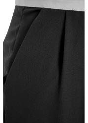  Collection بنطلون أسود واسع الساق/واسع الساق وخصر عالي وحزام منسوج من القماش TWOSS23PL00150 Palazzo