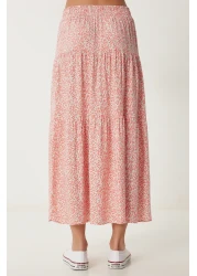 Happiness İstanbul تنورة نسائية صيفية منسوجة رفيعة باللون الوردي UB00304