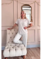 Pijamaevi Gray Dublin Short Sleeve Lace Women's Pajamas Set