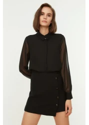  Collection Transparent Black Woven Shirt - Regular Fit, TWOAW20GO0116