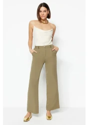  Collection High Waist Wide Leg Pleated Fabric Pants - Light Khaki Twoaw21Pl0076