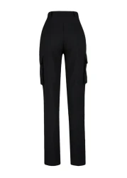  Collection Black Cargo Straight Cut Woven Double Pocket Woven Trousers TWOAW22PL0343
