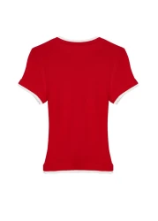  Collection Flexible Viscose Fabric - Color Block Red T-Shirt TWOSS24TS00063