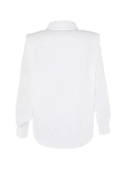  Collection قميص Sagaza Studio Poplin - أبيض، تفاصيل رباط، منسوج TPRAW22GO1191