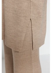  Modest Mink Slit Knitwear - Wide Leg and Bottom-Top Set (Tctaw24Us00028)