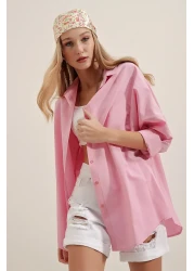 Bigdart 3900 قميص أساسي طويل كبير الحجم - وردي