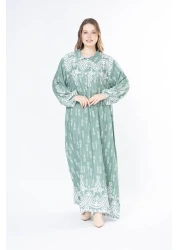 mervemoda Women's long plus size woven viscose dress