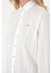 U.S. Polo Assn. قميص أبيض طويل الأكمام للمرأة 50299631 -VR013