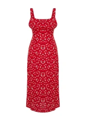  Collection Red Floral Viscose Maxi Woven Dress TWOSS24EL00613