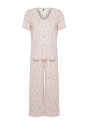  Collection Colorful Flower Patterned Knitted Pajamas Set - THMSS24PT00231