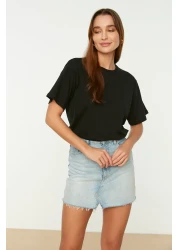  Collection Black Oversize Crew Neck 100% Cotton T-Shirt - Twoss20Ts0134